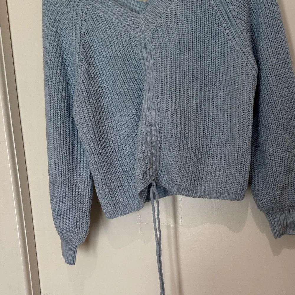 My Michelle Sky Blue V-Neck Sweater - Picture 3 of 5